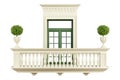 Classic balcony balustrade with window