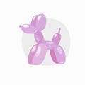 Classic balloon dog. Vector illustration of cute cartoon bubble animal in softness pink color isolated on white background.