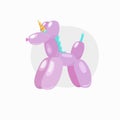 Classic balloon unicorn. Vector illustration of cute cartoon bubble animal in softness pink color isolated on white background.