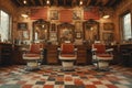 Classic barbershop ambiance with retro decor and grooming essentials Royalty Free Stock Photo
