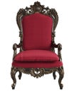 Classic baroque armchair in blsck,gold and red isolated on white background