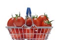 Classic basket with red tomatoes isolated  white background Royalty Free Stock Photo