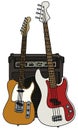 Classic and bass electric guitars