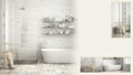 Classic bathroom presentation with copy space and details closeup, architect interior designer concept idea, sample text