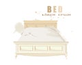 Classic bedroom furniture isolated Vector watercolor. Interior design decorations templates