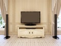 Classic bedside table for TV unit in luxurious neo-classical bed