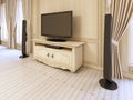 Classic bedside table for TV unit in luxurious neo-classical bed