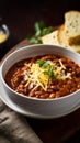 Classic Beef Chili in a deep white bowl, generativ ai Royalty Free Stock Photo