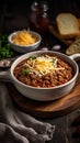 Classic Beef Chili in a deep white bowl, generativ ai Royalty Free Stock Photo