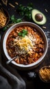 Classic Beef Chili in a deep white bowl, generativ ai Royalty Free Stock Photo