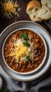 Classic Beef Chili in a deep white bowl, generativ ai Royalty Free Stock Photo