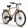 Classic beige bicycle isolated on white background. Realistic illustration features durable frame, comfortable, reliable pedal Royalty Free Stock Photo