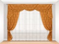 Classic beige curtain with damask pattern Royalty Free Stock Photo