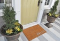 Classic beige and Silver zute / coir Outdoor Door mat with `Hello` text