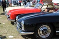Classic benzes sports cars lined up
