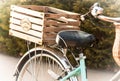 Classic bicycle with wood, vintage, flower or grocery basket. Royalty Free Stock Photo