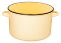 Classic big yellow enamel stockpot isolated Royalty Free Stock Photo