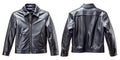 Classic Black Biker Jacket, Front and Back Views