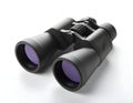 Classic Black Binoculars on Solid White Background Royalty Free Stock Photo