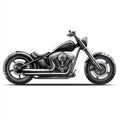Classic Black Chopper Motorcycle Side View Illustration Royalty Free Stock Photo