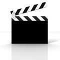Classic black cinema clapper board on white Royalty Free Stock Photo