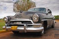 Classic black yank tank Cuban Chrysler Car parked at roadside in Cuba