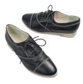Classic black leather shoes with laces on white background Royalty Free Stock Photo