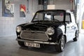 classic black mini in the garage