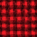 Classic black and red tartan fabric. Hand drawn seamless square pattern. Royalty Free Stock Photo