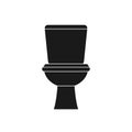 Classic black toilet bowl with water tank icon in flat style isolated on white background. Equipment and accessories for Royalty Free Stock Photo