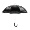 Classic Black Umbrella with Curved Handle Isolated on White Background rain protection Royalty Free Stock Photo