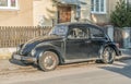 Classic black Volkswagen Beetle popular private car parked
