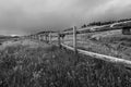 Classic Black and White Art Meadow Post and Rail Fence Wyoming Royalty Free Stock Photo