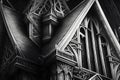 classic black and white attic pencil drawing, with intricate details of the architecture