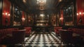 Classic Black and White Checkered Floor in a Bar Royalty Free Stock Photo