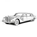 Classic Black And White Limousine Drawing Royalty Free Stock Photo
