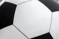 Classic black-and-white soccer ball close-up, detal, texture, sport background, copy space