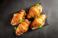 Classic BLT croissant sandwiches Royalty Free Stock Photo