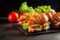 Classic BLT croissant sandwiches Royalty Free Stock Photo