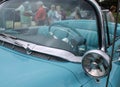 Classic blue American car details Royalty Free Stock Photo