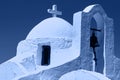 Classic blue background. Color of the year 2020. Traditional greek chapel Royalty Free Stock Photo