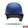 Classic blue Baseball helmet front view. Vector