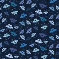 Classic Blue Butterfly Wax Resist Dye. Vector Seamless Pattern Background. Dark Navy Masculine Ditsy. Japanese Kimono Style All Royalty Free Stock Photo