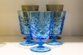 Classic blue drinking glasses Royalty Free Stock Photo