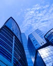 Classic blue glass office futuristic building in the city centre till the sky Royalty Free Stock Photo