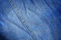 classic blue jeans texture with stitch for pattern and background Royalty Free Stock Photo