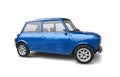 Classic blue Mini Cooper isolated on white