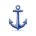 Classic Blue Nautical Anchor Symbol with Sharp Points and a Shiny Finish Royalty Free Stock Photo