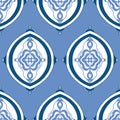 Classic Blue ogee element style seamless vector pattern