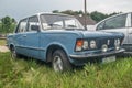 Classic blue Polish sedan car Polski Fiat 125p in car show